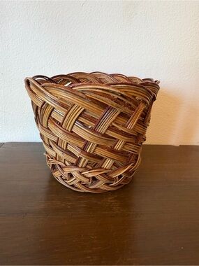Handwoven Brown Rattan Basket Planter